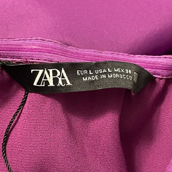 NWT Zara Voluminous Mini Dress Bubble Skirt Purple Women's L Royalcore Prom HOCO - Picture 7 of 10